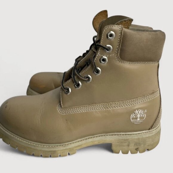 Timberland Beige Leather Work Hiking Lace Up Leather Boots Men's 7 M - Picture 6 of 15